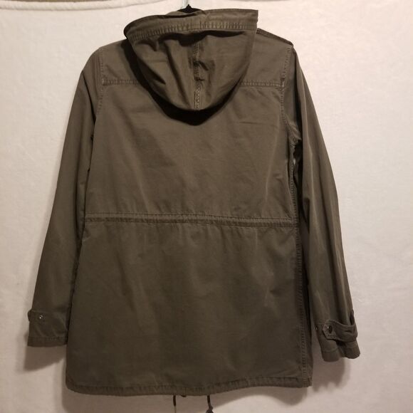 APT 9 S Jacket Olive Green Cotton Military Utility Anorak Hooded Drawstring - Picture 7 of 8